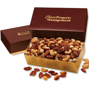 Deluxe Mixed Nuts in Burgundy & Gold Gift Box 1 Deluxe Mixed Nuts in Burgundy & Gold Gift Box 1