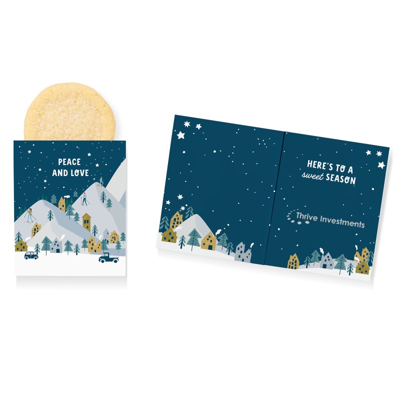 One Color Foil-Stamped Stock Holiday Sentiment Mini Sweeter Card with Single Sugar Cookie 1 One Color Foil-Stamped Stock Holiday Sentiment Mini Sweeter Card with Single Sugar Cookie 1