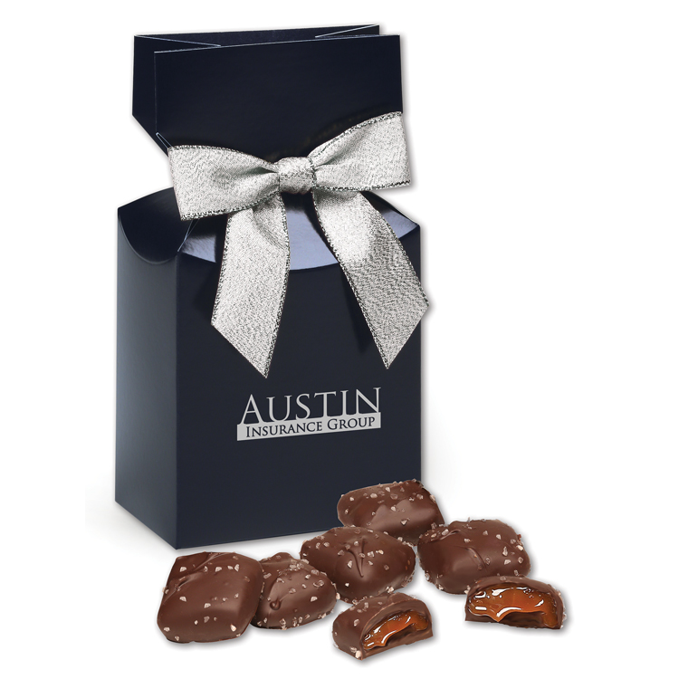 Navy Gift Box w/Chocolate Sea Salt Caramels 1