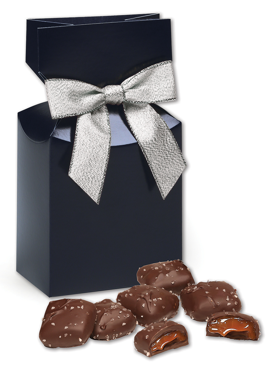 Navy Gift Box w/Chocolate Sea Salt Caramels 1
