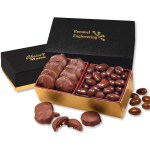 Black & Gold Gift Box w/Caramel Pecan Clusters & Chocolate Almonds 1 Black & Gold Gift Box w/Caramel Pecan Clusters & Chocolate Almonds 1