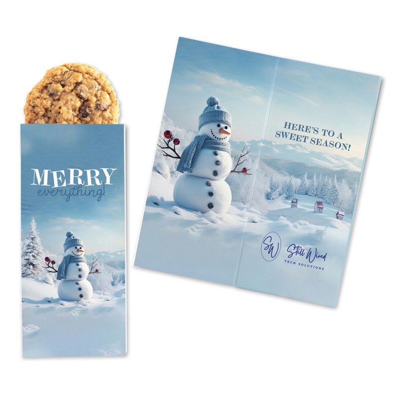 One Color Foil-Stamped Stock Snowman Sweeter Cards with Oatmeal Raisin Cookies 1 One Color Foil-Stamped Stock Snowman Sweeter Cards with Oatmeal Raisin Cookies 1