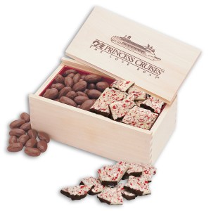 Wooden Collector%27s Box w/Peppermint Bark & Chocolate Almonds 1 Wooden Collector%27s Box w/Peppermint Bark & Chocolate Almonds 1
