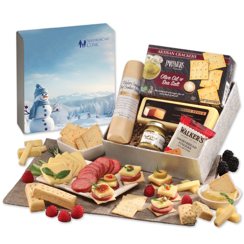 Shelf Stable Snack Lover%27s Gift Box with Blue Snowman Sleeve 1 Shelf Stable Snack Lover%27s Gift Box with Blue Snowman Sleeve 1