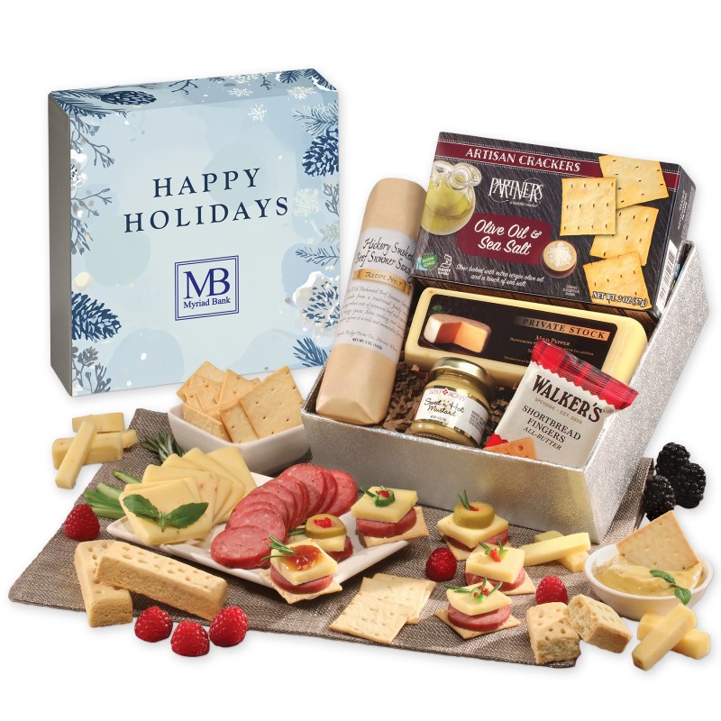 Shelf Stable Snack Lover's Gift Box with Happy Holidays Sleeve 1 Shelf Stable Snack Lover's Gift Box with Happy Holidays Sleeve 1