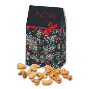 Pine Boughs & Berries Gable Top Gift Box w/Fancy Cashews 1 Pine Boughs & Berries Gable Top Gift Box w/Fancy Cashews 1