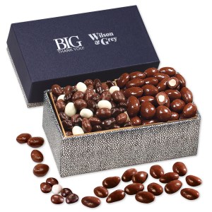 Chocolate Almonds & Triple Treat Cranberries in Navy & Silver Gift Box 1 Chocolate Almonds & Triple Treat Cranberries in Navy & Silver Gift Box 1