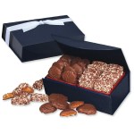 Navy Magnetic Closure Box w/English Butter Toffee & Caramel Pecan Clusters 2 Navy Magnetic Closure Box w/English Butter Toffee & Caramel Pecan Clusters 2