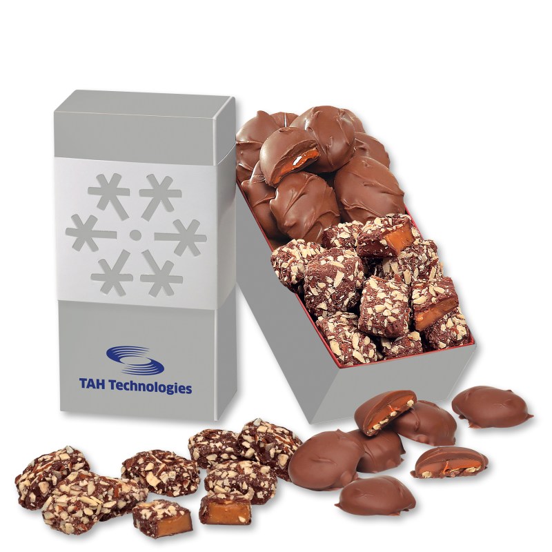 Toffee & Pecan Clusters in Snowflake Gift Box 1 Toffee & Pecan Clusters in Snowflake Gift Box 1