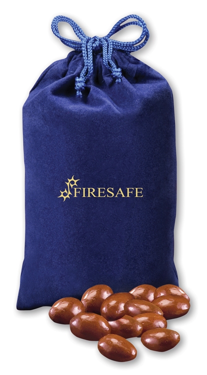 Blue Velour Gift Bag w/Chocolate Covered Almonds 1 Blue Velour Gift Bag w/Chocolate Covered Almonds 1