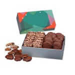 Toffee & Pecan Clusters in Gift Box with Green Geometric Sleeve 2 Toffee & Pecan Clusters in Gift Box with Green Geometric Sleeve 2