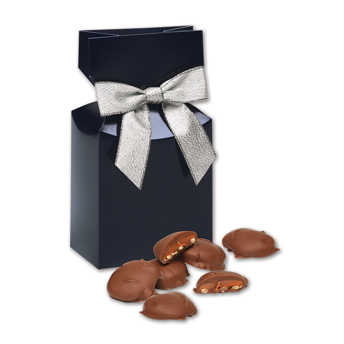Navy Gift Box w/Caramel Pecan Clusters 1