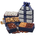 Silver & Navy Tower of Treats 1 Silver & Navy Tower of Treats 1
