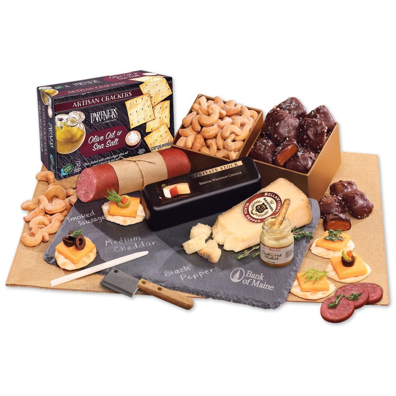 Genuine Slate Cheese Plate with Party Favorites 1 Genuine Slate Cheese Plate with Party Favorites 1