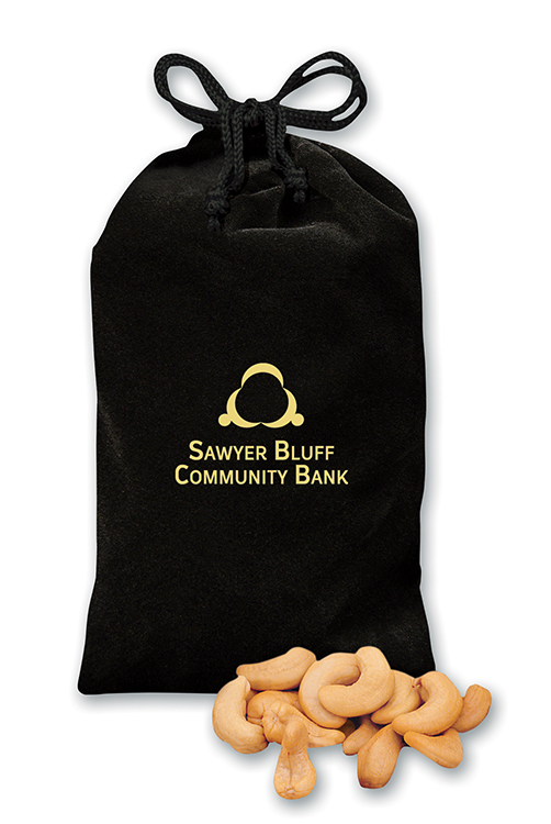 Black Velour Gift Bag w/Extra Fancy Cashews 1 Black Velour Gift Bag w/Extra Fancy Cashews 1