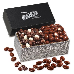 Chocolate Almonds & Triple Treat Cranberries in Black & Silver Gift Box 1 Chocolate Almonds & Triple Treat Cranberries in Black & Silver Gift Box 1