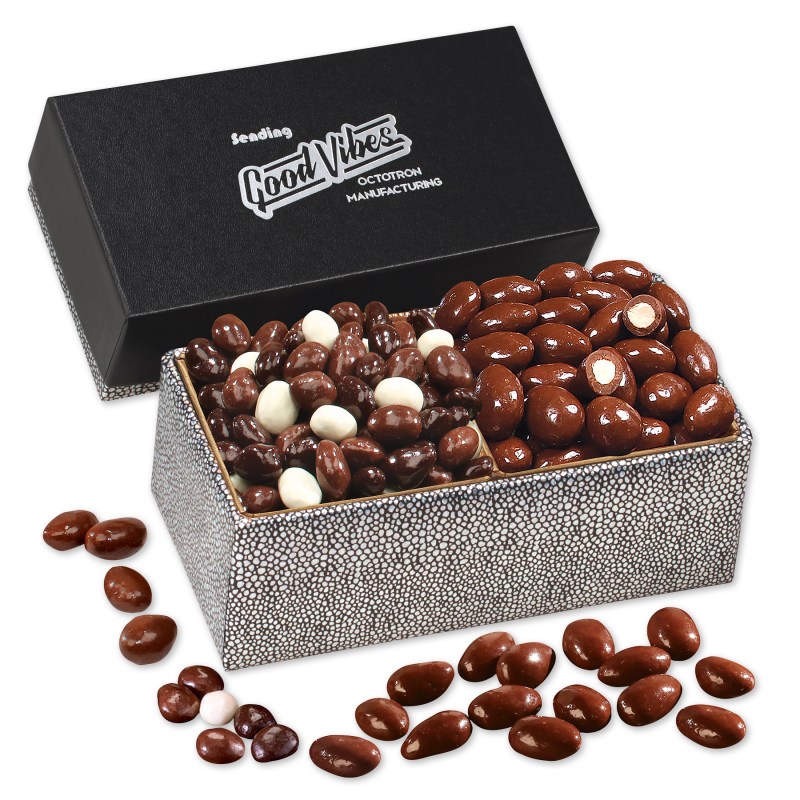 Chocolate Almonds & Triple Treat Cranberries in Black & Silver Gift Box 1 Chocolate Almonds & Triple Treat Cranberries in Black & Silver Gift Box 1