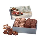 Toffee & Pecan Clusters in Gift Box with Red Truck on Bridge Sleeve 2 Toffee & Pecan Clusters in Gift Box with Red Truck on Bridge Sleeve 2