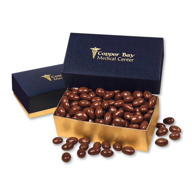 Navy & Gold Gift Box w/Chocolate Covered Almonds 1 Navy & Gold Gift Box w/Chocolate Covered Almonds 1