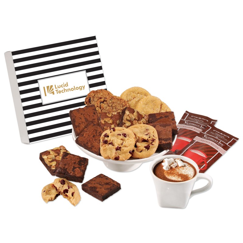 Gourmet Cookie & Brownie Gift Box with Stripes Sleeve 1 Gourmet Cookie & Brownie Gift Box with Stripes Sleeve 1