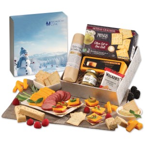 Snack Lover%27s Gift Box with Blue Snowman Sleeve 1 Snack Lover%27s Gift Box with Blue Snowman Sleeve 1