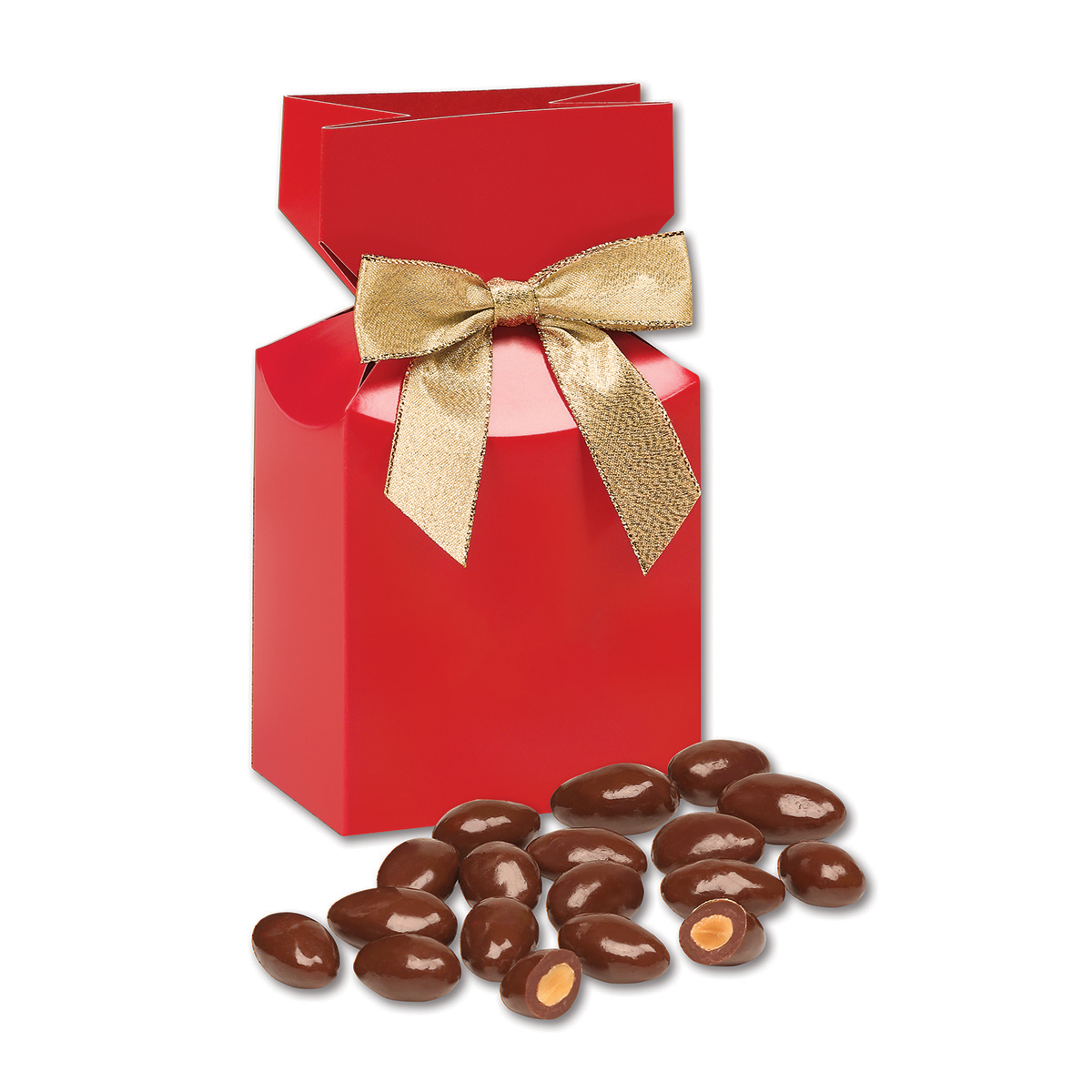 Red Gift Box w/Chocolate Covered Almonds 1