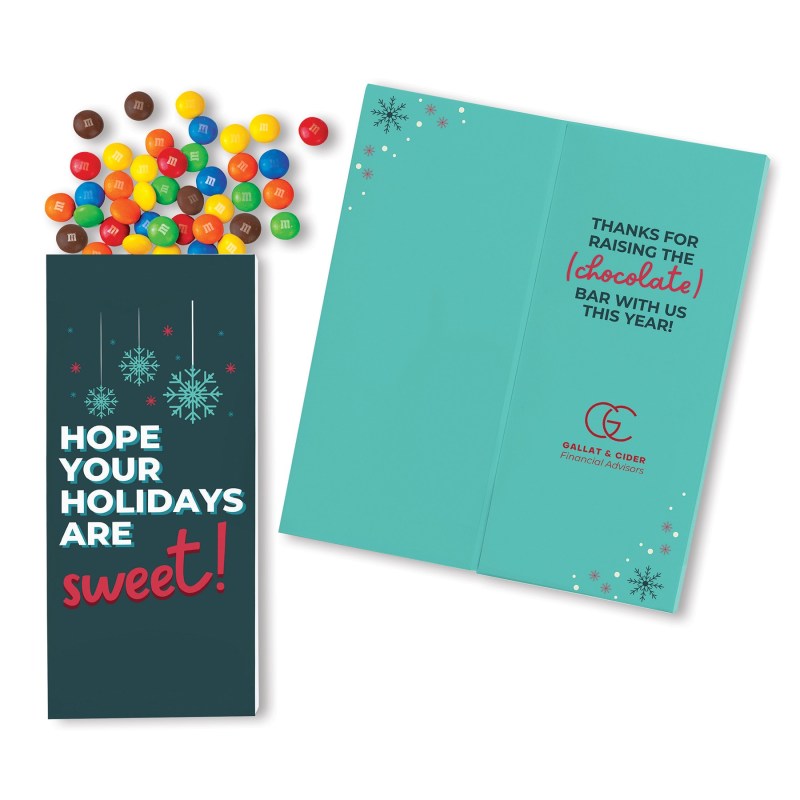 One Color Foil-Stamped Stock Holiday Sentiment Sweeter Cards with Candy Coated Chocolate Bitz 1 One Color Foil-Stamped Stock Holiday Sentiment Sweeter Cards with Candy Coated Chocolate Bitz 1