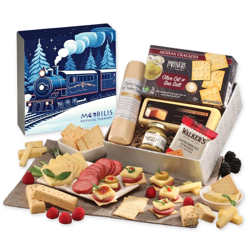 Shelf Stable Snack Lover's Gift Box with Holiday Train Sleeve 1 Shelf Stable Snack Lover's Gift Box with Holiday Train Sleeve 1