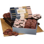 Peppermint Bark & Pecan Clusters in Gift Box with Squares & Lines Sleeve 1 Peppermint Bark & Pecan Clusters in Gift Box with Squares & Lines Sleeve 1