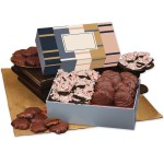 Peppermint Bark & Pecan Clusters in Gift Box with Squares & Lines Sleeve 2 Peppermint Bark & Pecan Clusters in Gift Box with Squares & Lines Sleeve 2