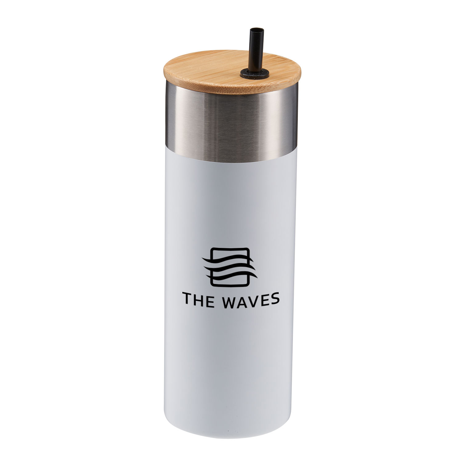 20 Oz. Stainless Steel Tumbler w/Bamboo Lid & Straw 1