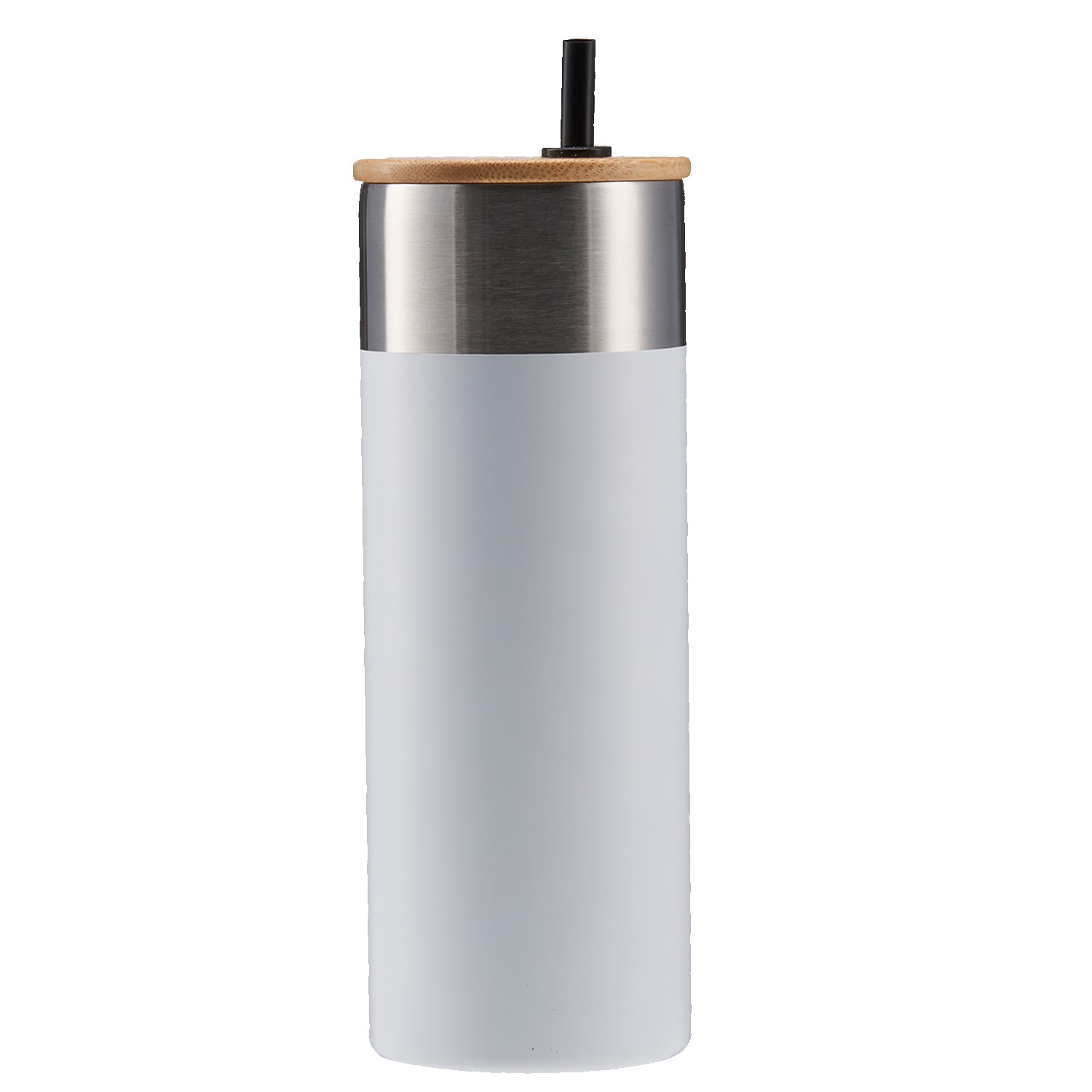 20 Oz. Stainless Steel Tumbler w/Bamboo Lid & Straw 1