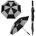 48" Arc Windproof Vented Automatic Umbrella - Gray-Black 48" Arc Windproof Vented Automatic Umbrella - Gray-Black