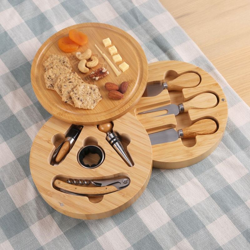 8 Piece Swivel Top Bamboo Cheese Board Set 1 8 Piece Swivel Top Bamboo Cheese Board Set 1