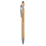 Gardena Bamboo Stylus Pen - Bamboo Brown/Chrome Silver Logo Front View Gardena Bamboo Stylus Pen - Bamboo Brown/Chrome Silver Logo Front View