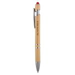 Gardena Bamboo Stylus Pen - Bamboo Brown/Chrome Silver Logo Front View Gardena Bamboo Stylus Pen - Bamboo Brown/Chrome Silver Logo Front View