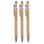Gardena Bamboo Stylus Pen - Bamboo Brown/Chrome Silver Logo Front View Gardena Bamboo Stylus Pen - Bamboo Brown/Chrome Silver Logo Front View