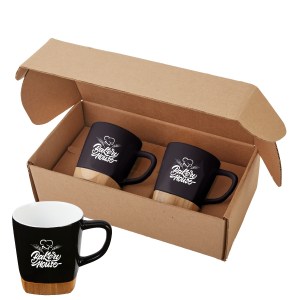 11 Oz. Ceramic Mugs w/Removable Bamboo Coaster Gift Set 1 11 Oz. Ceramic Mugs w/Removable Bamboo Coaster Gift Set 1