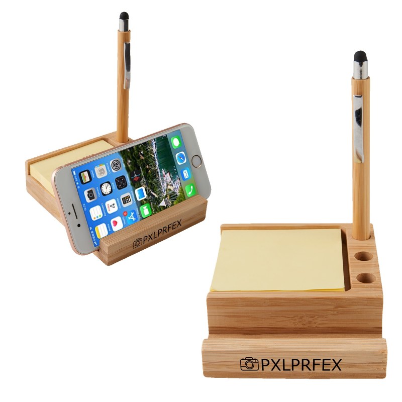 Bamboo Desk Organizer w/Phone Holder 1 Bamboo Desk Organizer w/Phone Holder 1