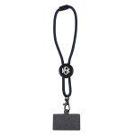 Phone Holder Wristlet w/Recycled RPET Cord - Black/Blue Phone Holder Wristlet w/Recycled RPET Cord - Black/Blue