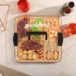 Square Bamboo Charcuterie Board w/Utensils & Lid 1 Square Bamboo Charcuterie Board w/Utensils & Lid 1