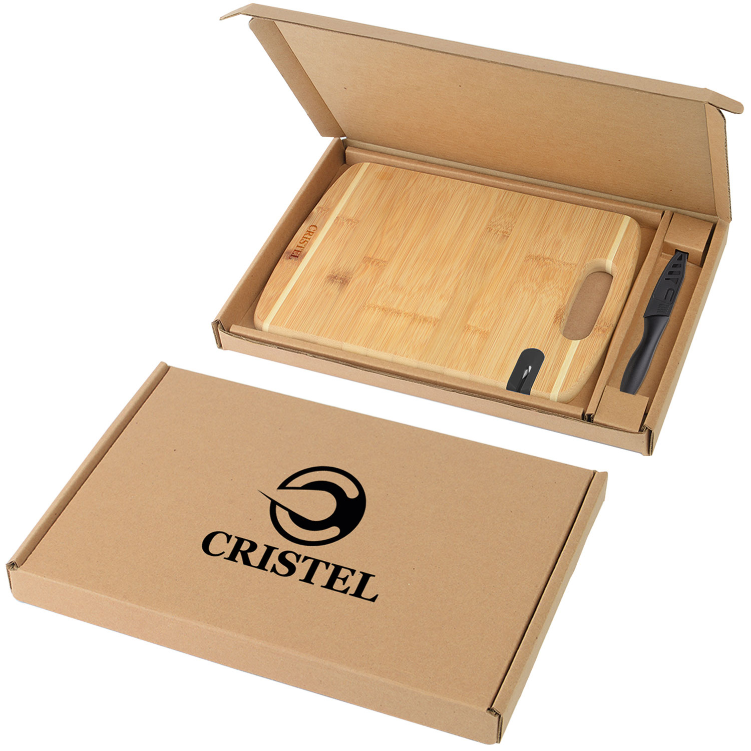 Bamboo Sharpen-It™ Cutting Board w/Knife Gift Box Set 1