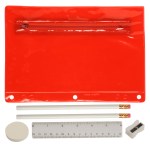 Translucent Deluxe School Kit-Imprinted Contents - Red Translucent Deluxe School Kit-Imprinted Contents - Red