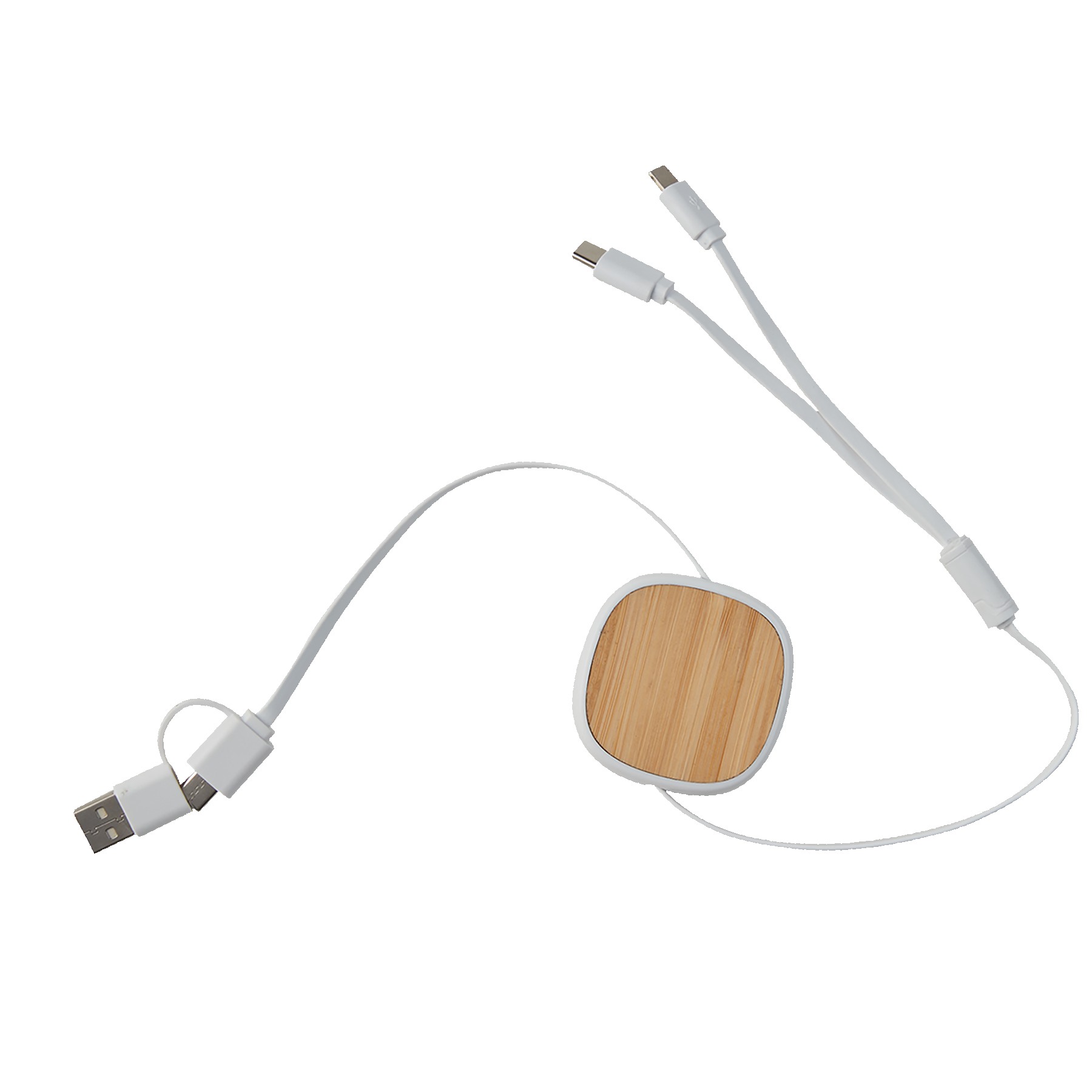Dual Input 3-IN-1 Bamboo Retractable Cable 1