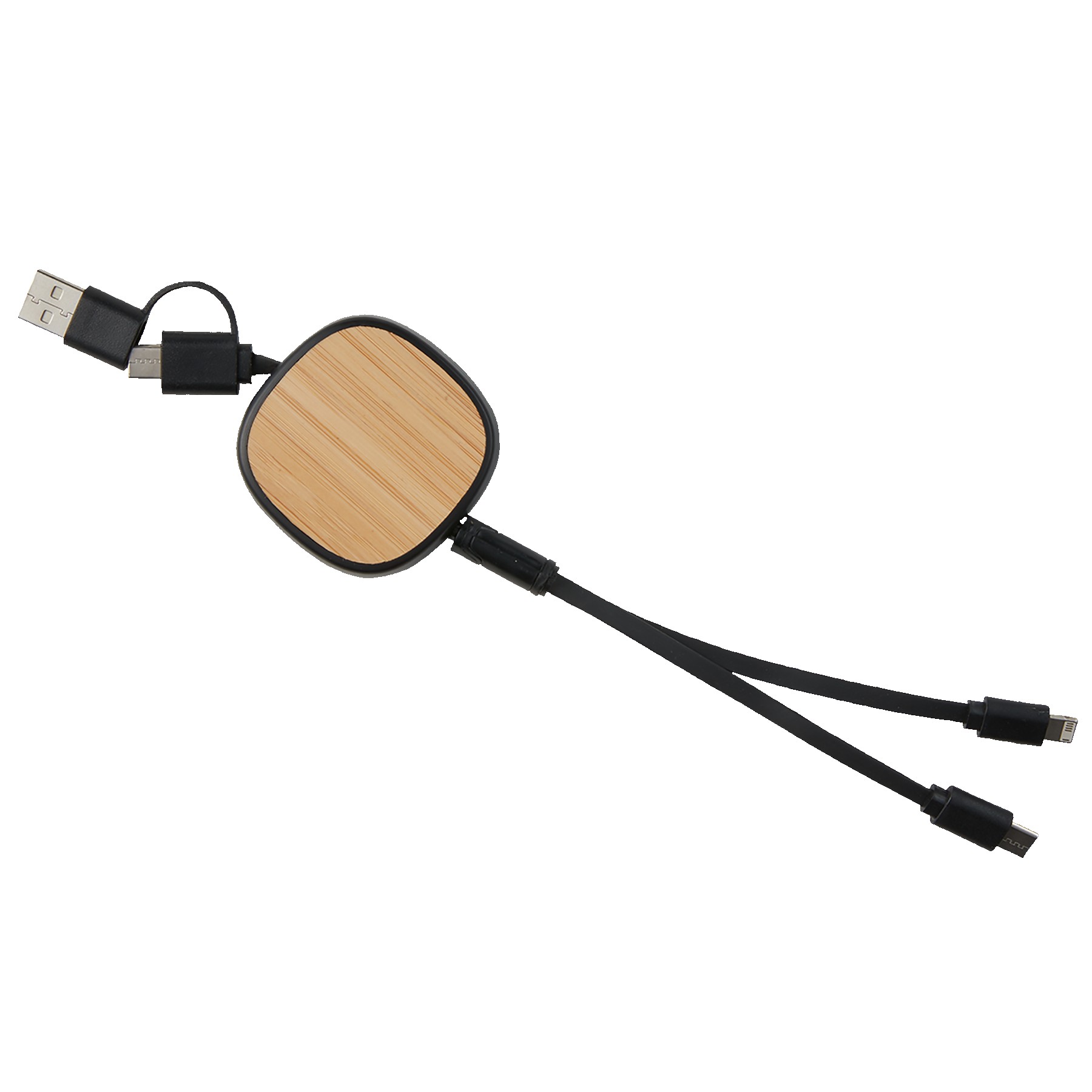 Dual Input 3-IN-1 Bamboo Retractable Cable 1