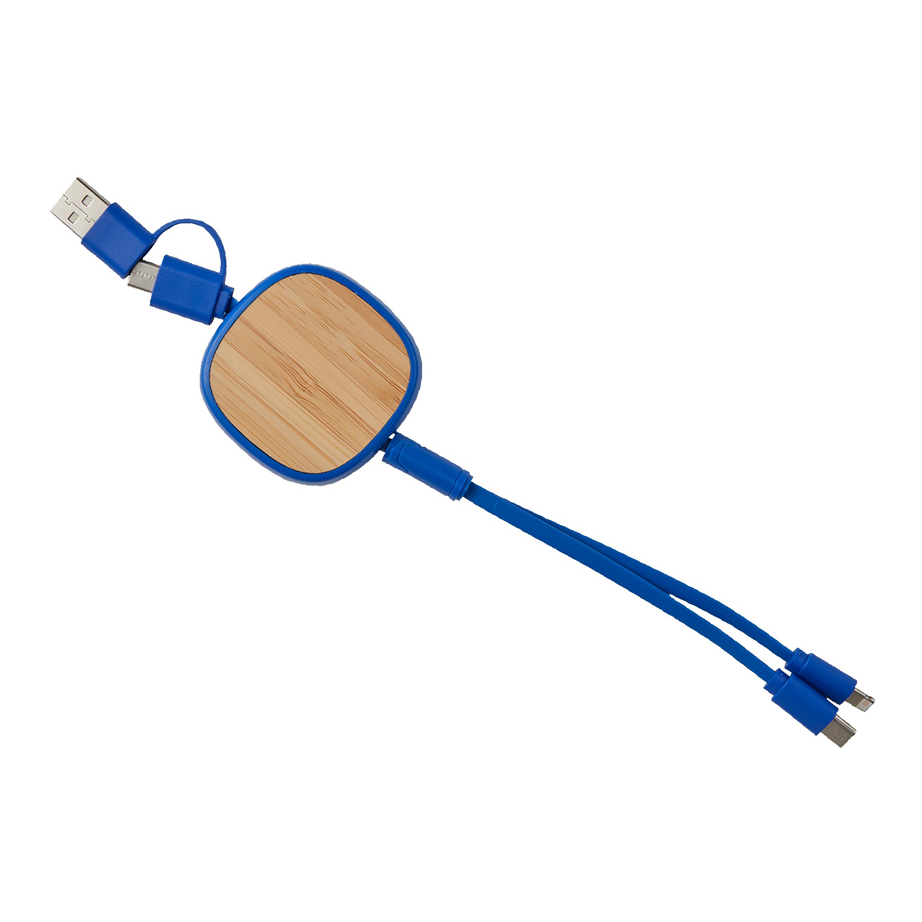 Dual Input 3-IN-1 Bamboo Retractable Cable 1