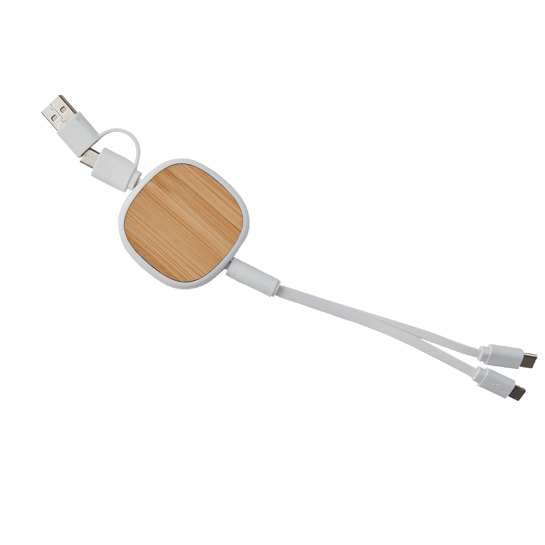 Dual Input 3-IN-1 Bamboo Retractable Cable 1