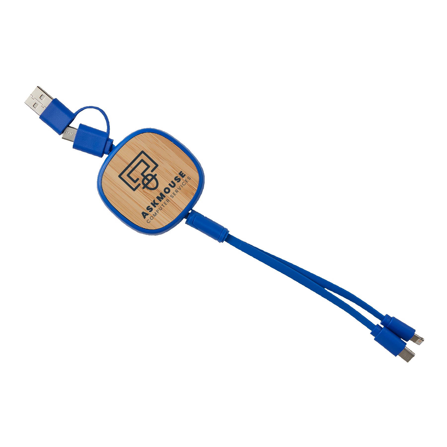 Dual Input 3-IN-1 Bamboo Retractable Cable 1