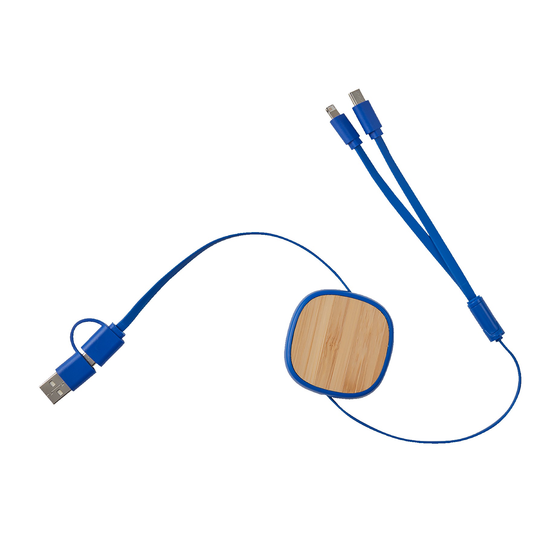 Dual Input 3-IN-1 Bamboo Retractable Cable 1