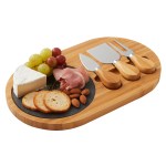 4-Piece Oval Slate Cheese Board Set 1 4-Piece Oval Slate Cheese Board Set 1